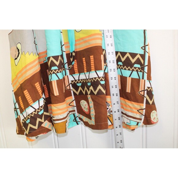 Baci Linen Blend Aztec Patchwork Belted Maxi Skirt Made In Italy Size Small S - Picture 6 of 10